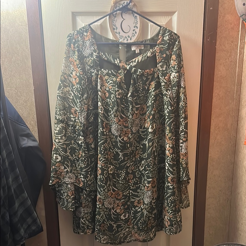 Umber green floral dress